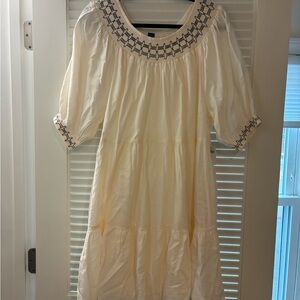 Old Navy Cream Dress with Black Embroidery